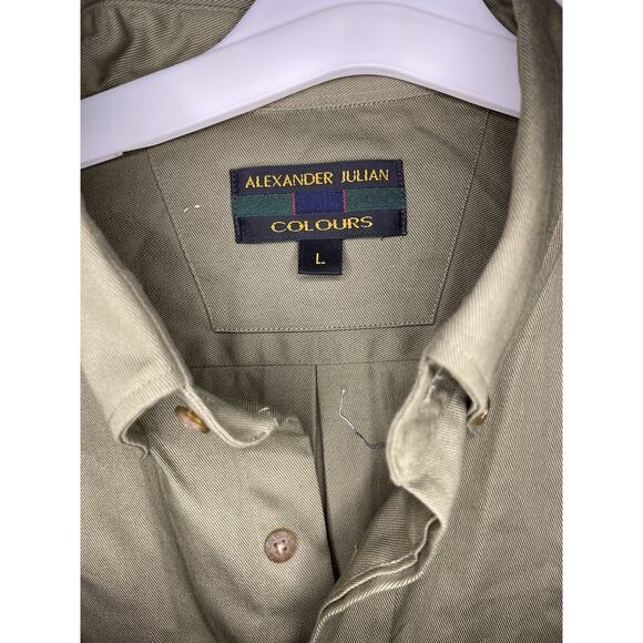 Vintage Colours by Alexander Julian Green Striped Button Up Shirt Size Large - Picture 4 of 7